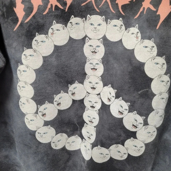 ‼️3/$30‼️ Ripndip Acid Wash Lightening Tie Dye Cat Peace Sign Nerm Hoodie Small - Picture 2 of 12